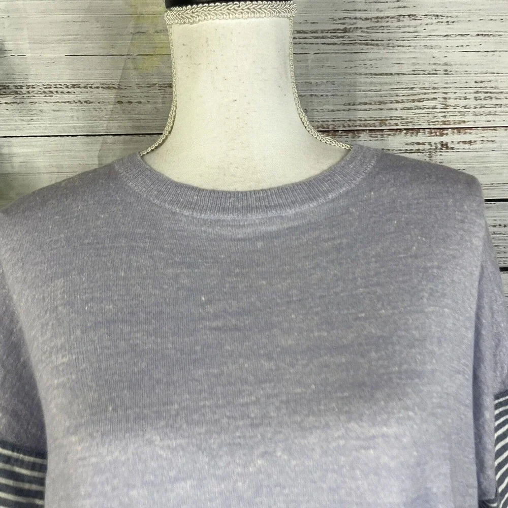 J Crew Sweater Shirt size XXS Purple Lilac Wool Lilac Striped College School
